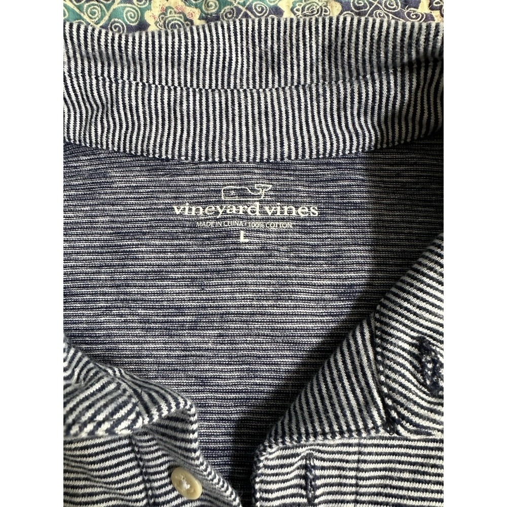 Vineyard Vines Men's Polo Blue And White Size Large - Picture 2 of 3
